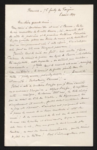 "Introduisez l’accusé ! J’étais à côté de Mathieu Dreyfus ... Alfred Dreyfus, le capitaine entre…" lettre de Gast à Mlle Cabarrus