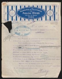 Adolphe Weiss retrace son parcours de mobilisation et demande une carte de Combattant au Ministre de la Guerre (1930)