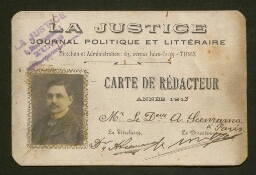 Docteur A. Scemama, rédacteur du Journal Politique et Littéraire "La Justice" (1913)