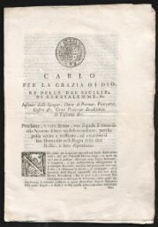 Proclama o vero banno con il quale si concede alla Nazione Ebrea un Salvocondotto - Le retour des Juifs à Naples (1740)