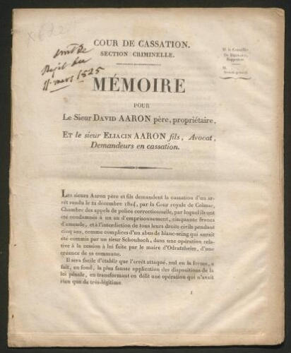 Litige sur la négociation en Alsace des dettes de l'Etat napoléonien ( 21 décembre 1824)