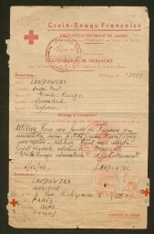 "Utilisez tous mes fonds !" - Télégramme d'André Paul Landowski à Marcelle Landowska (décembre 1943)