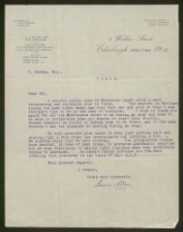 Lettre tapuscrite de James Allan adressée à Salomon Salama, datée du 26 juin 1931