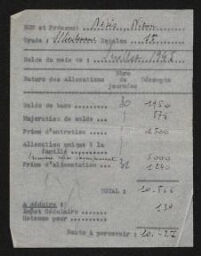 Solde du sous-lieutenant Nesis du mois de juillet 1945