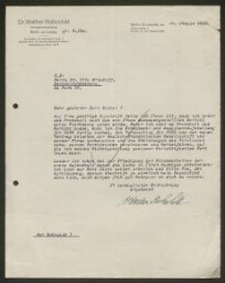 Lettre tapuscrite du Dr. Walther Rothschild adressée au Dr. Otto Grautoff, datée du 10 janvier 1933