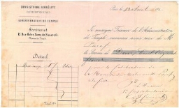M. Paraf verse 250 francs pour le mariage de sa fille à la maison du temple  de Nazareth à Paris (années 1850)
