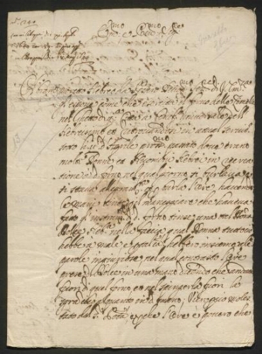 Document manuscrit relatif à Moretto Ebrei (au Juif Moretto), daté du 9 mai 1644