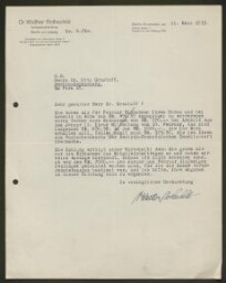 Lettre tapuscrite du Dr. Walther Rothschild adressée au Dr. Otto Grautoff, datée du 11 mars 1933