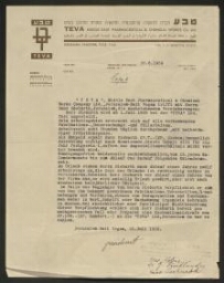 Contrat de travail de société Teva à Hans Sieburth  22 juin 1939
