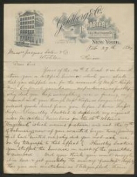 Goldberg Importers , une véhémente lettre de réclamation à une société suisse  29 février 1894