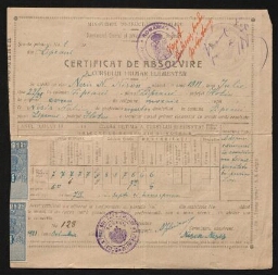 Certificat de absolvire a cursului primar elementar - Certificat de fin d'études du cours primaire élémentaire, daté du 11 octobre 1923