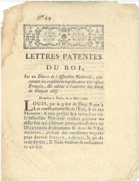 Lettres patentes du Roi au sujet de l'exercice des droits de Citoyen actif (1790)
