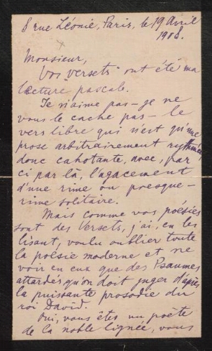 Max Nordau à André Spire:"du plus profond du coeur juif volcanique" (1908)