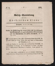 Gefek Sammlung für das Fürstenthum Lippe, daté du 10 juillet 1858