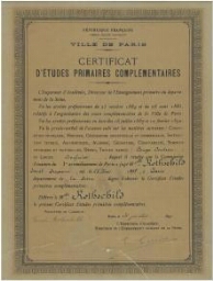  Sarah Suzanne Rothschild obtient le Certificat d'études primaires complémentaires 30 juillet 1892