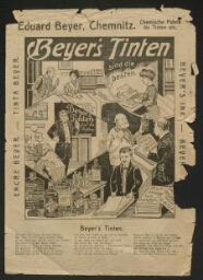 Encart publicitaire pour Beyer's Tinten paru dans un journal, non daté