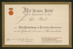 Carton d'invitation au nom de Plaut, daté du 21 septembre 1901
