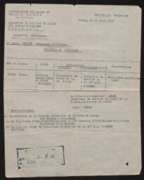 Bulletin de mutation au nom de Nison Nesis, daté du 19 mars 1945