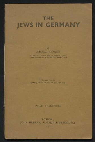 The Jews in Germany by Israel Cohen