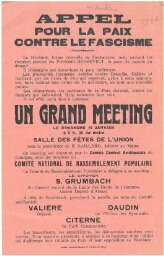 Salomon GRUMBACH  préside un meeting contre le fascisme à Limoges , 19 janvier 1936