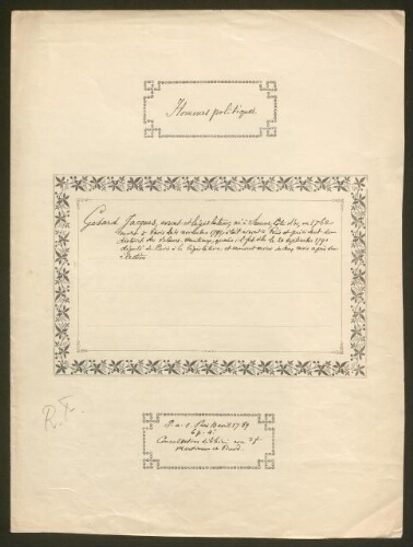 Consultation juridique des avocats au Parlement de Paris, Godard, Martineau et Picard. Document manuscrit daté du 10 avril 1789