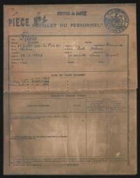 Feuillet du Personnel du Service de Santé au nom de Nison Nesis, daté de 1945 à 1966