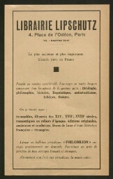 Librairie Lipschutz : la plus ancienne et plus importante librairie juive en France sd (1933)